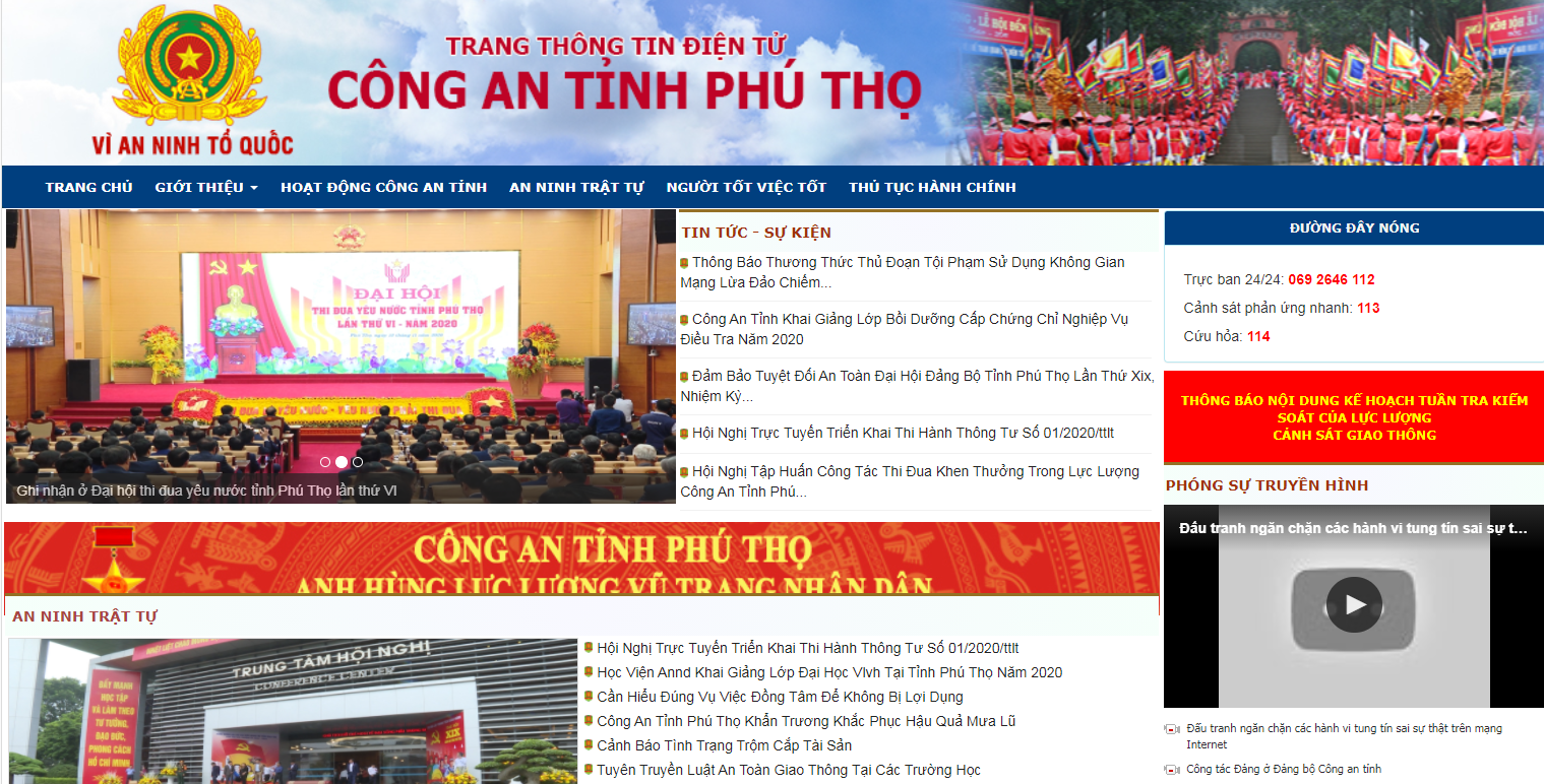 Thay đổi tên miền Trang thông tin điện tử Công an tỉnh Phú Thọ