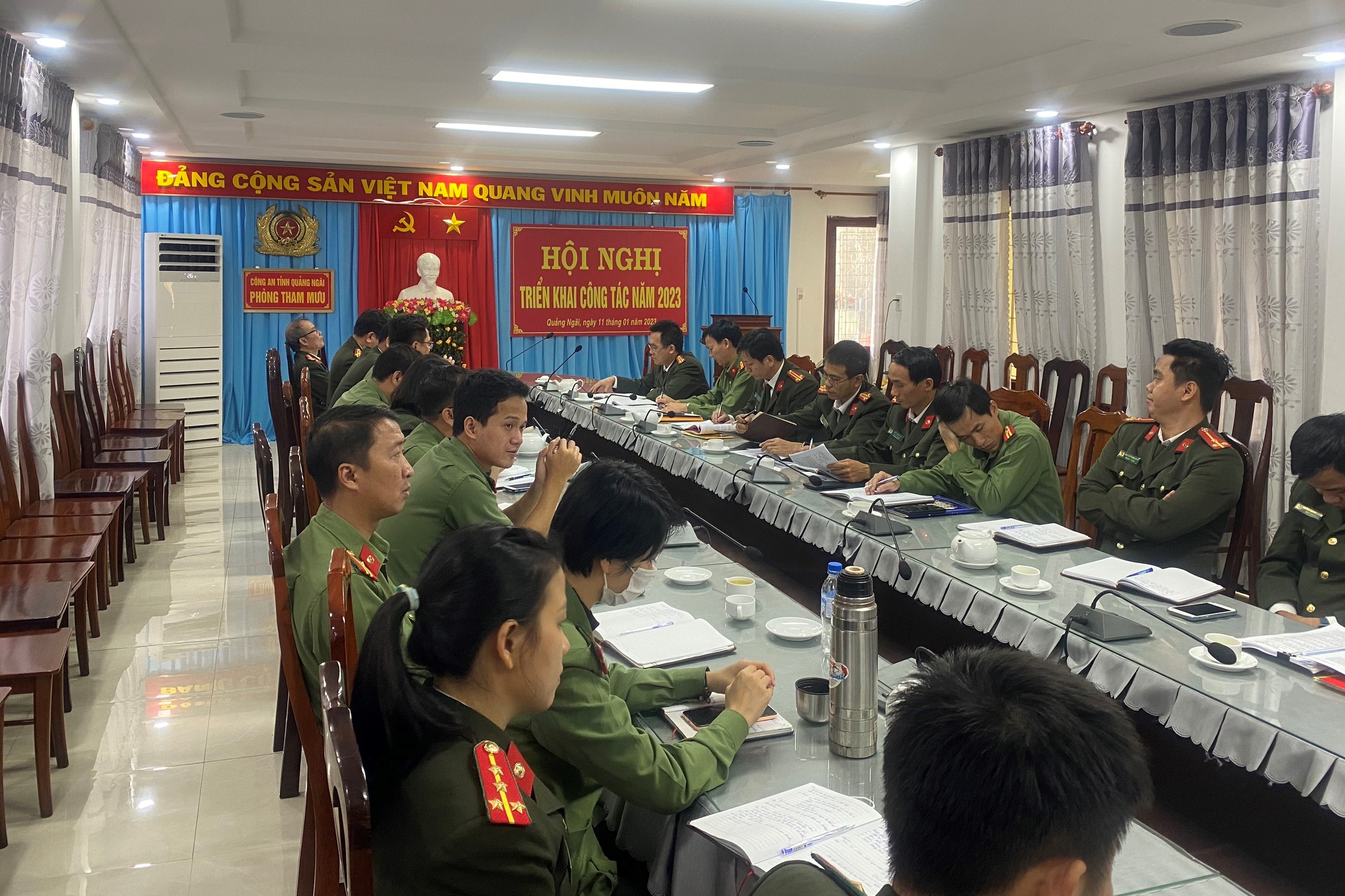 Phòng Tham mưu Công an tỉnh Quảng Ngãi tổ chức Hội nghị triển khai công tác năm 2023