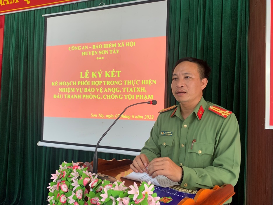 Công an - Bảo hiểm xã hội huyện Sơn Tây ký kết Kế hoạch phối hợp trong lĩnh vực bảo hiểm