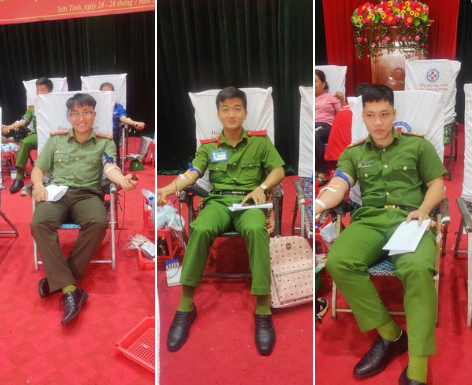 Cán bộ, chiến sĩ Công an huyện Sơn Tịnh tích cực tham gia hiến máu tình nguyện đợt 2 năm 2023