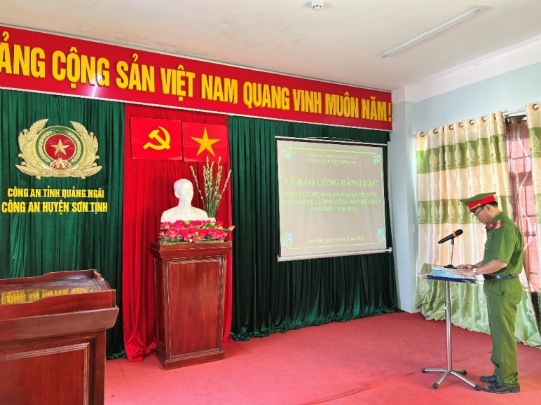 Công an huyện Sơn Tịnh tổ chức Lễ báo công dâng Bác