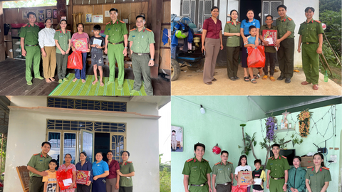 Công an xã Kon Braih mang Trung thu yêu thương đến trẻ em có hoàn cảnh đặc biệt
