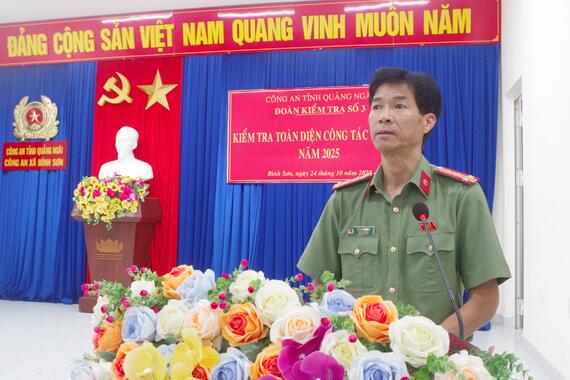 Lãnh đạo Công an tỉnh kiểm tra toàn diện công tác công an tại Công an các xã Bình Sơn, Vạn Tường, Đông Sơn, Bình Minh và Bình Chương