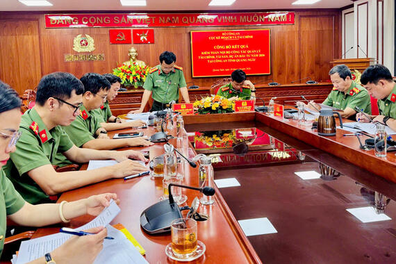 Công an tỉnh Quảng Ngãi tổ chức Hội nghị thông qua kết quả kiểm toán nội bộ công tác quản lý tài chính, tài sản, dự án đầu tư năm 2026
