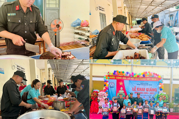 Cán bộ, chiến sĩ Phòng Cảnh sát cơ động lan tỏa yêu thương đến học sinh khó khăn tại xã Cà Đam