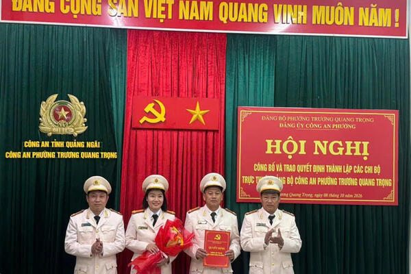 Đảng bộ Công an phường Trương Quang Trọng kiện toàn tổ chức, thành lập 05 chi bộ trực thuộc