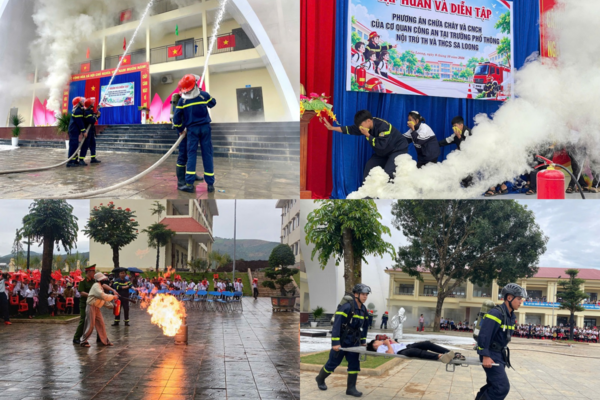 Phòng Cảnh sát PCCC và CNCH trang bị kỹ năng PCCC và cứu nạn, cứu hộ cho học sinh trường học vùng biên giới