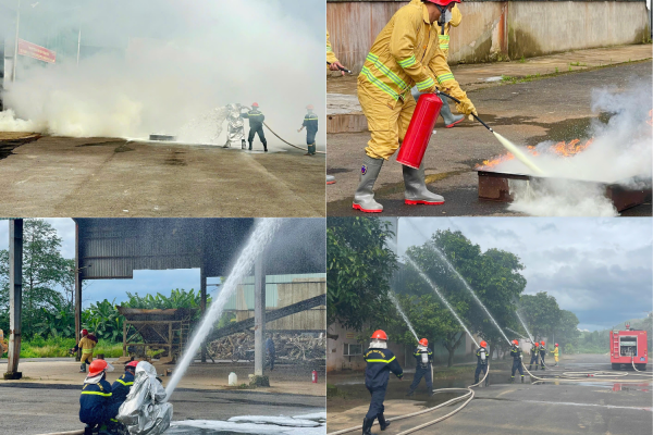 Cảnh sát PCCC và CNCH thực tập phương án chữa cháy, cứu nạn tại Nhà máy tinh bột sắn Kon Tum