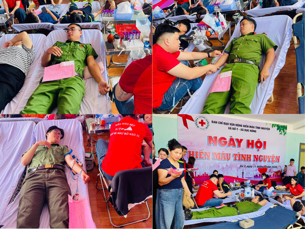 Công an xã Dục Nông tích cực hưởng ứng phong trào hiến máu tình nguyện