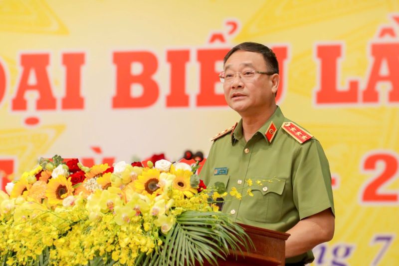 Đ/c Thượng tướng Phạm Thế Tùng - Ủy viên Ban Thường vụ Đảng ủy Công an Trung ương, Thứ trưởng Bộ Công an phát biểu chỉ đạo Đại hội